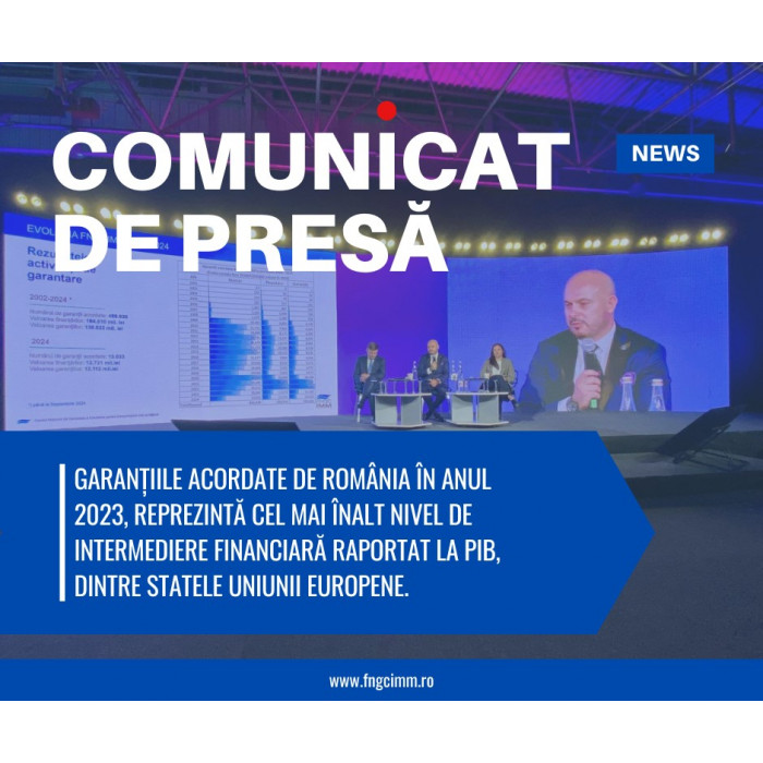 GARANȚIILE ACORDATE DE ROMÂNIA ÎN ANUL 2023, REPREZINTĂ CEL MAI ÎNALT NIVEL DE INTERMEDIERE FINANCIARĂ RAPORTAT LA PIB, DINTRE STATELE UNIUNII EUROPENE.